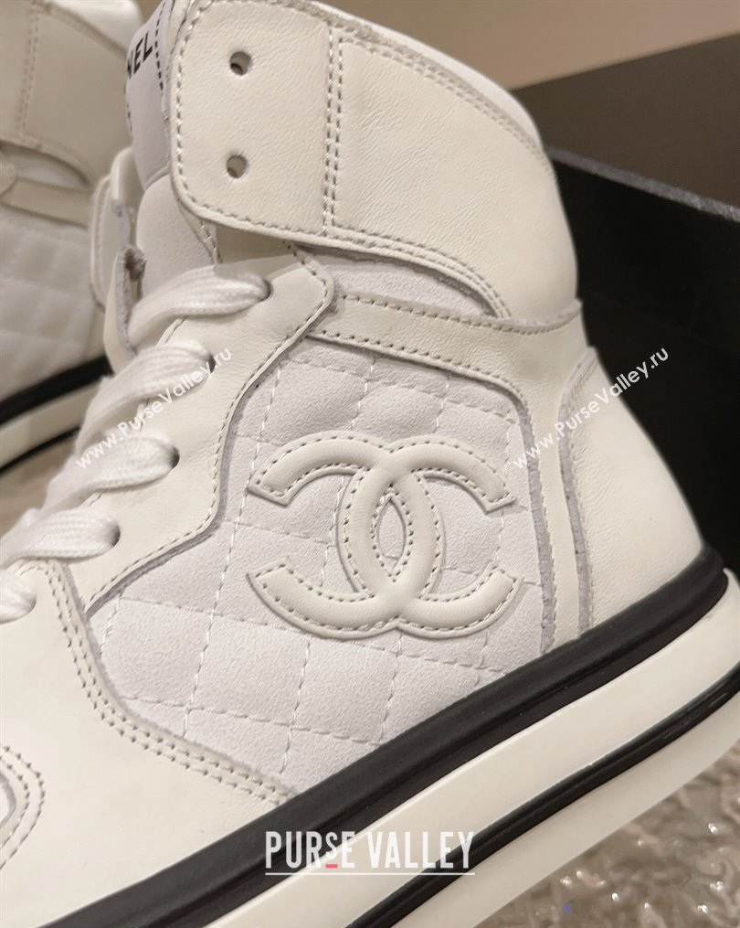 Chanel Calfskin High top Sneakers White 2 2023 CH10258 (MD-231025089)