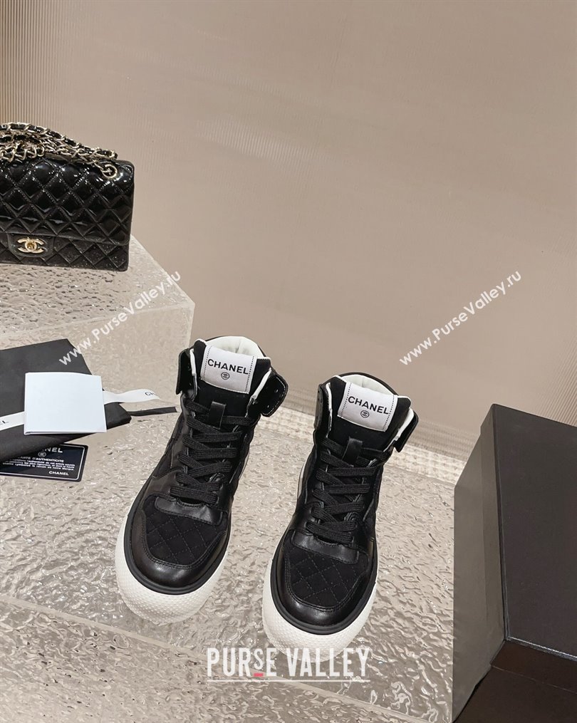 Chanel Calfskin and Suede High top Sneakers Black 2023 CH10258 (MD-231025090)