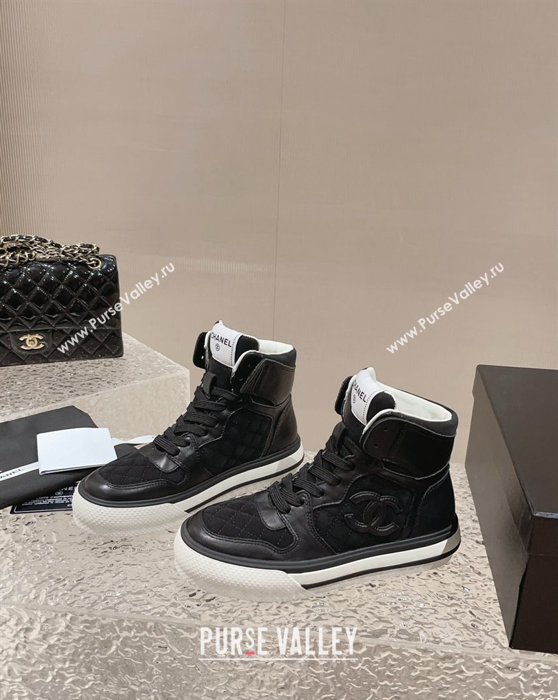 Chanel Calfskin and Suede High top Sneakers Black 2023 CH10258 (MD-231025090)