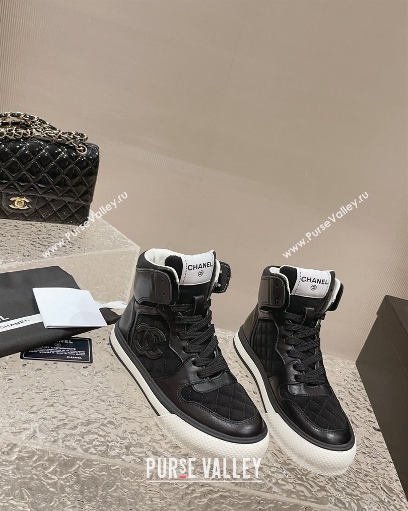 Chanel Calfskin and Suede High top Sneakers Black 2023 CH10258 (MD-231025090)