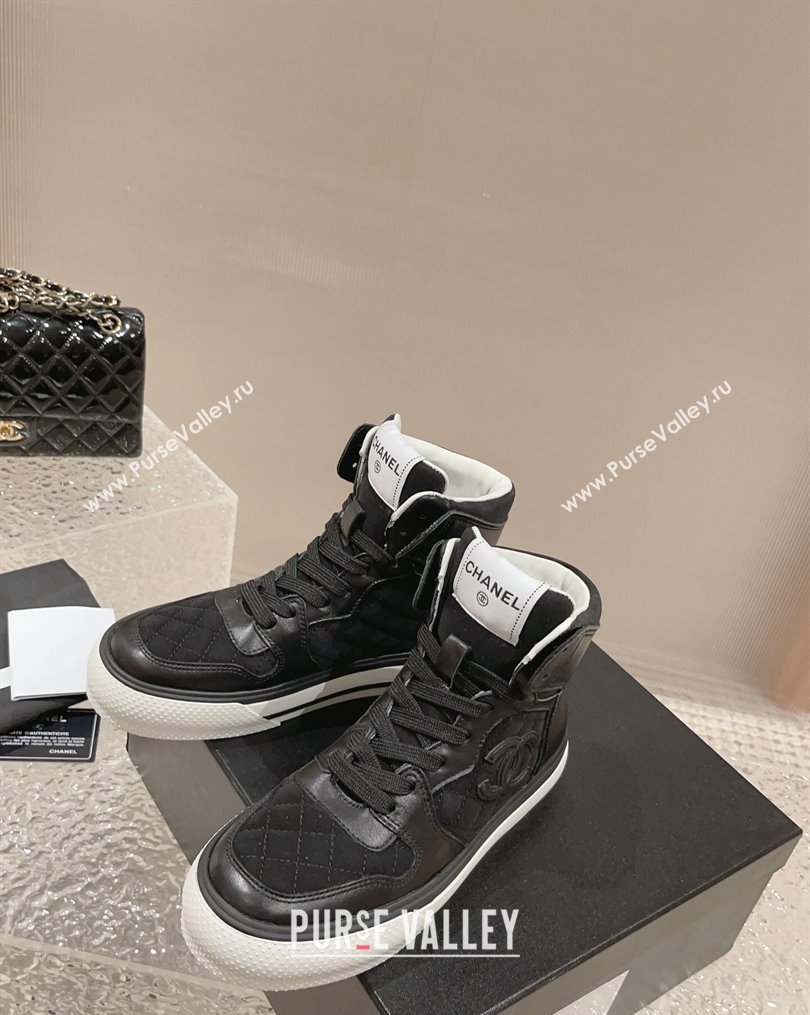 Chanel Calfskin and Suede High top Sneakers Black 2023 CH10258 (MD-231025090)