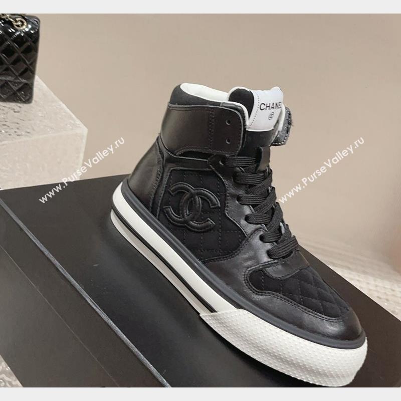 Chanel Calfskin and Suede High top Sneakers Black 2023 CH10258 (MD-231025090)