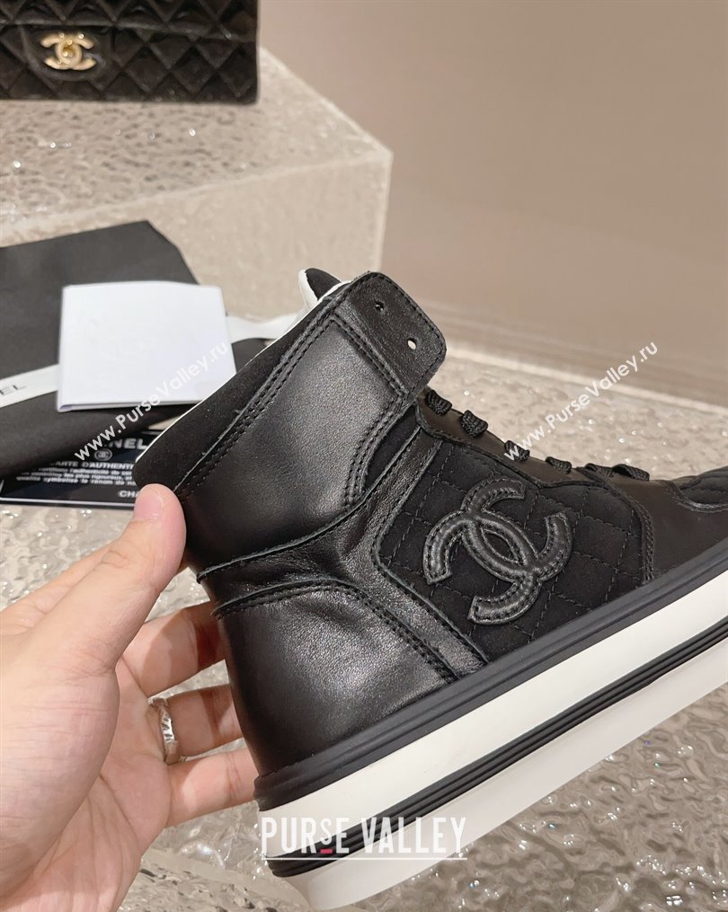 Chanel Calfskin and Suede High top Sneakers Black 2023 CH10258 (MD-231025090)