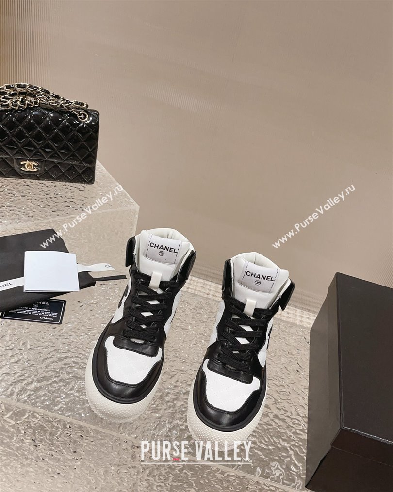 Chanel Calfskin High top Sneakers Black/White 2023 CH10258 (MD-231025091)