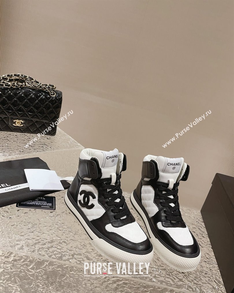 Chanel Calfskin High top Sneakers Black/White 2023 CH10258 (MD-231025091)