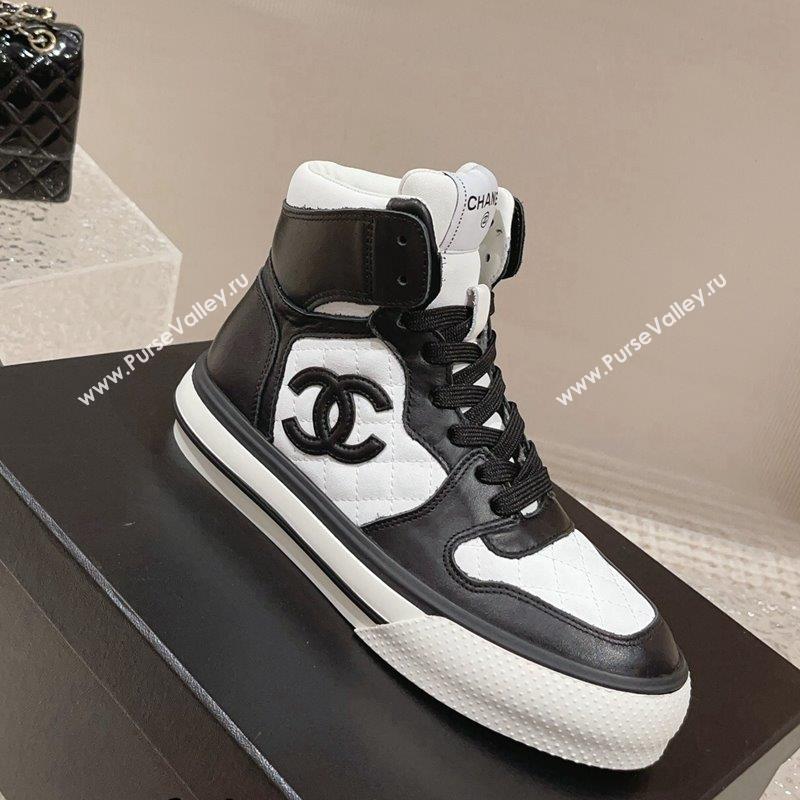 Chanel Calfskin High top Sneakers Black/White 2023 CH10258 (MD-231025091)