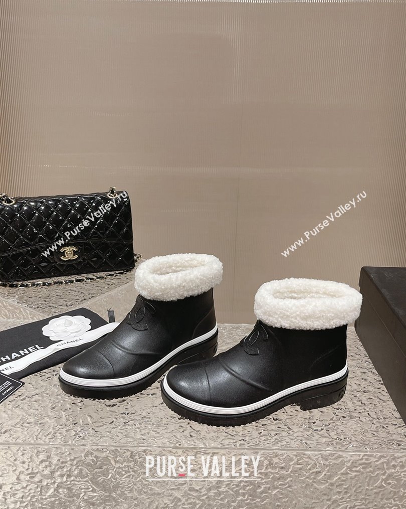 Chanel Wool and Rubber Rain Boots Black/White 1 2023 (MD-231025092)