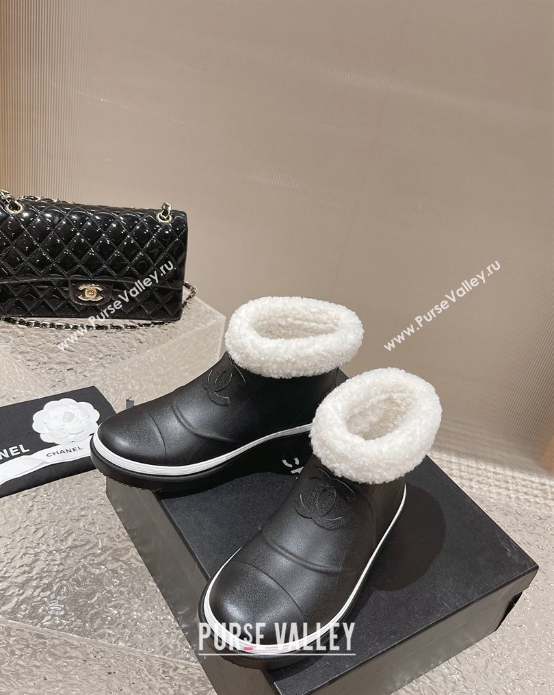 Chanel Wool and Rubber Rain Boots Black/White 1 2023 (MD-231025092)