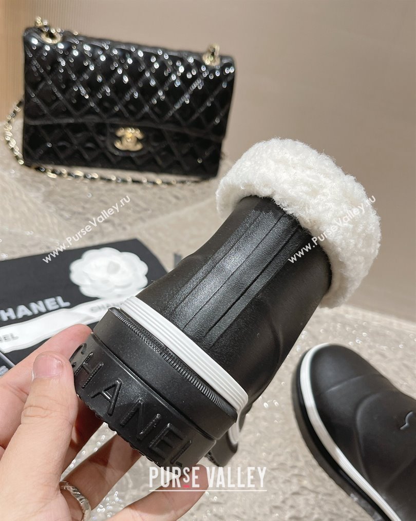 Chanel Wool and Rubber Rain Boots Black/White 1 2023 (MD-231025092)