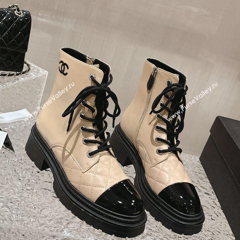 Chanel Calfskin Lace-up Ankle Boot Beige 2023 CH10252 (MD-231025067)