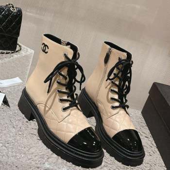 Chanel Calfskin Lace-up Ankle Boot Beige 2023 CH10252 (MD-231025067)