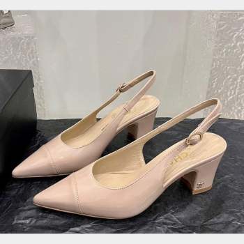 Chanel Patent Calfskin Slingback Pumps 6cm Nude 2023 CH10259 (MD-231025100)