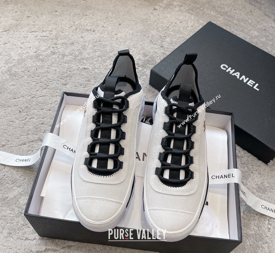 Chanel Suede Sneakers G39070 White 2023 1025 (SS-231025101)