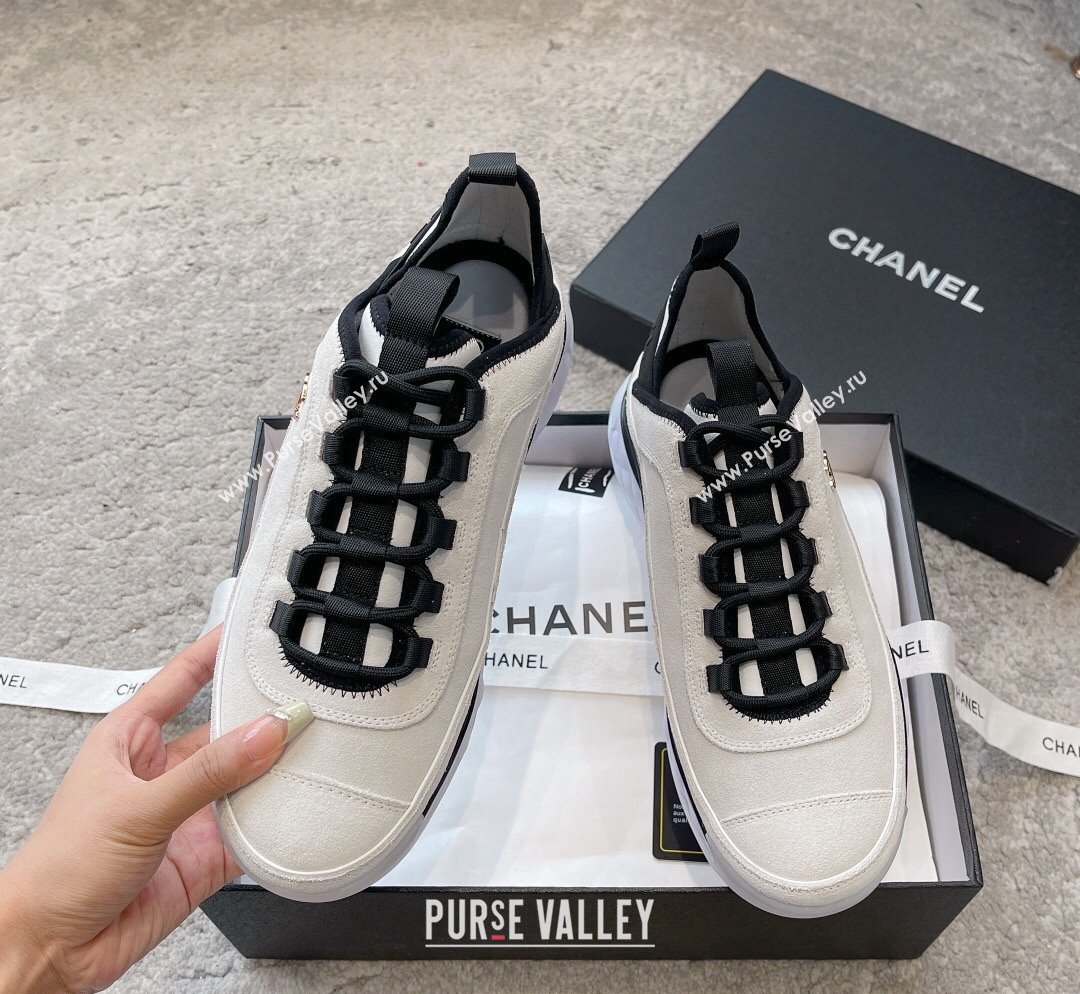 Chanel Suede Sneakers G39070 White 2023 1025 (SS-231025101)