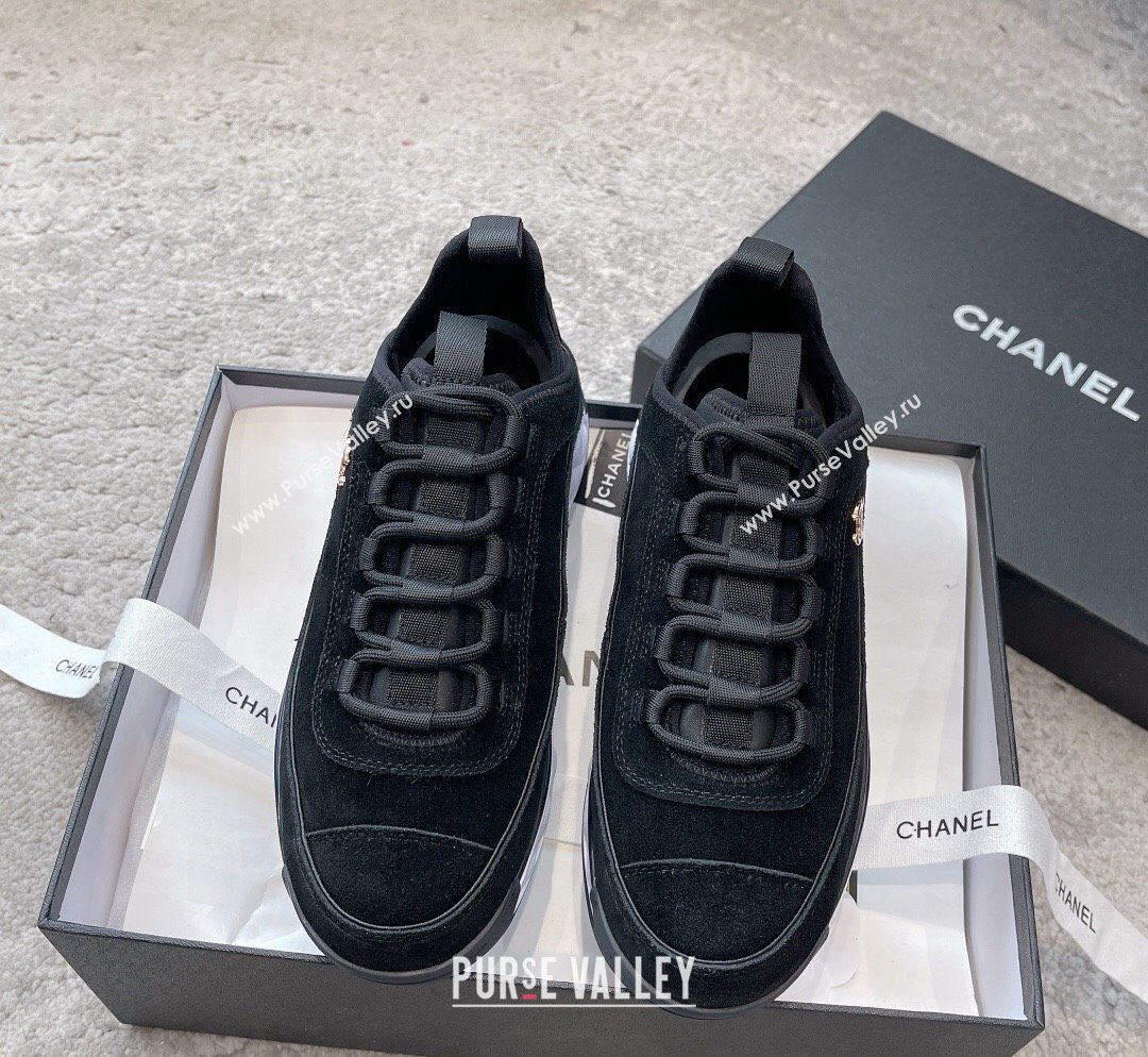 Chanel Suede Sneakers G39070 Black 2023 1025 (SS-231025103)