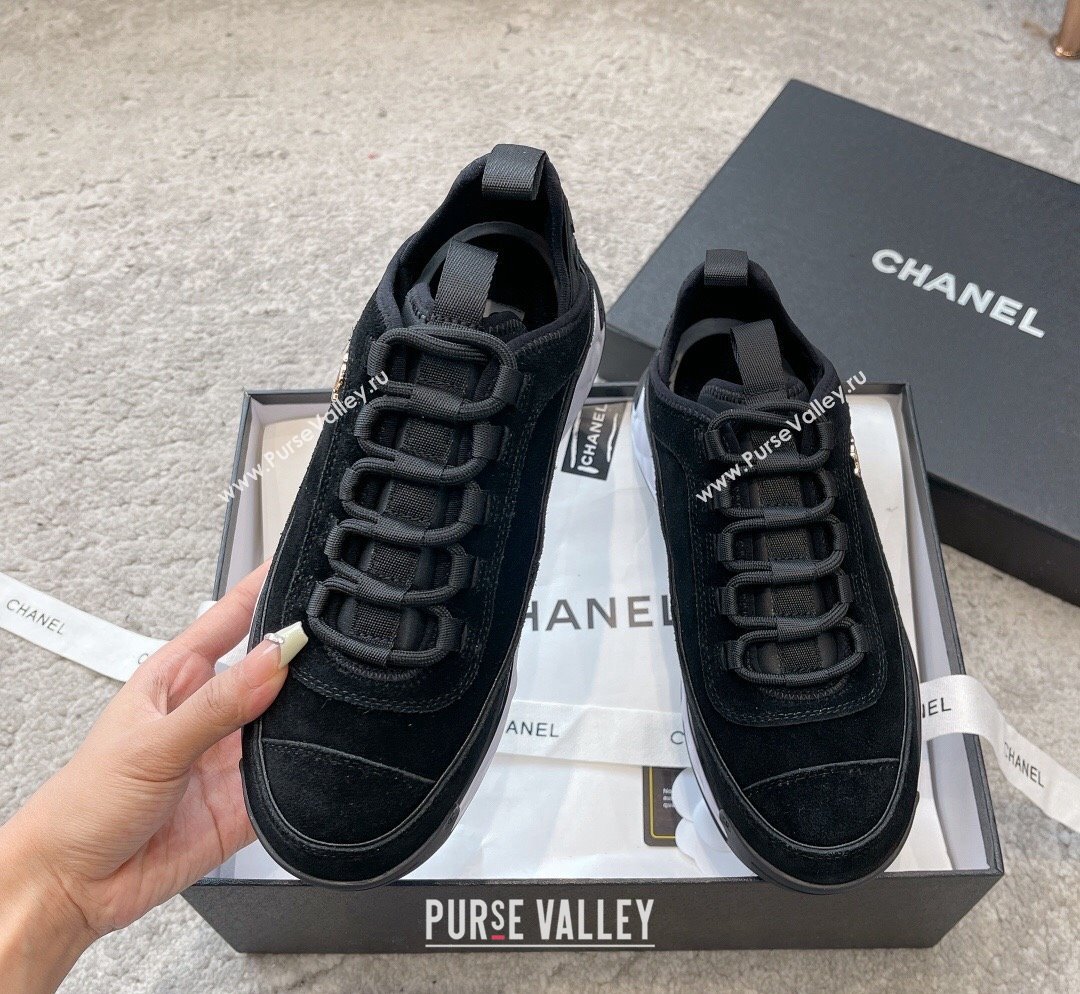 Chanel Suede Sneakers G39070 Black 2023 1025 (SS-231025103)