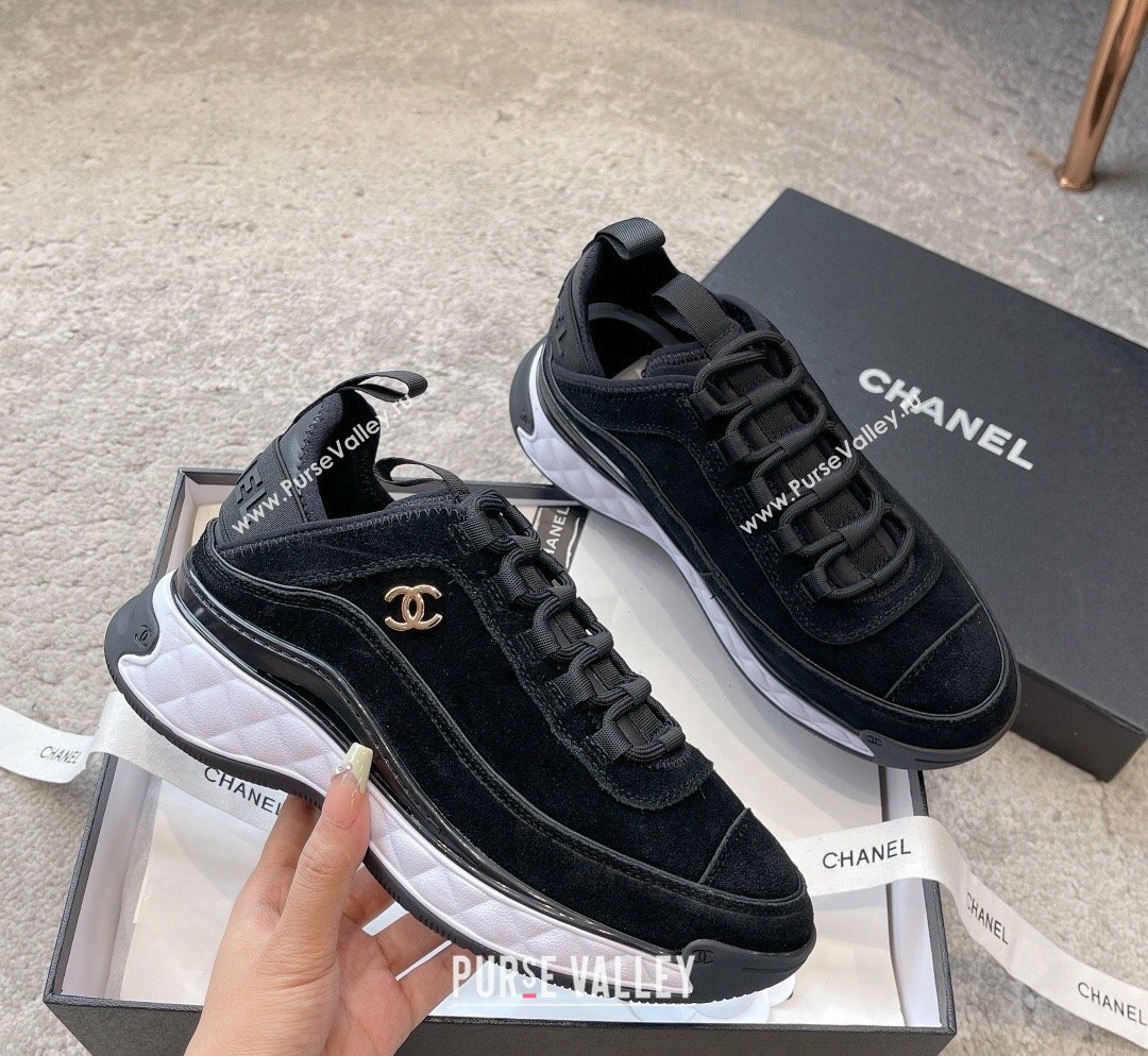 Chanel Suede Sneakers G39070 Black 2023 1025 (SS-231025103)