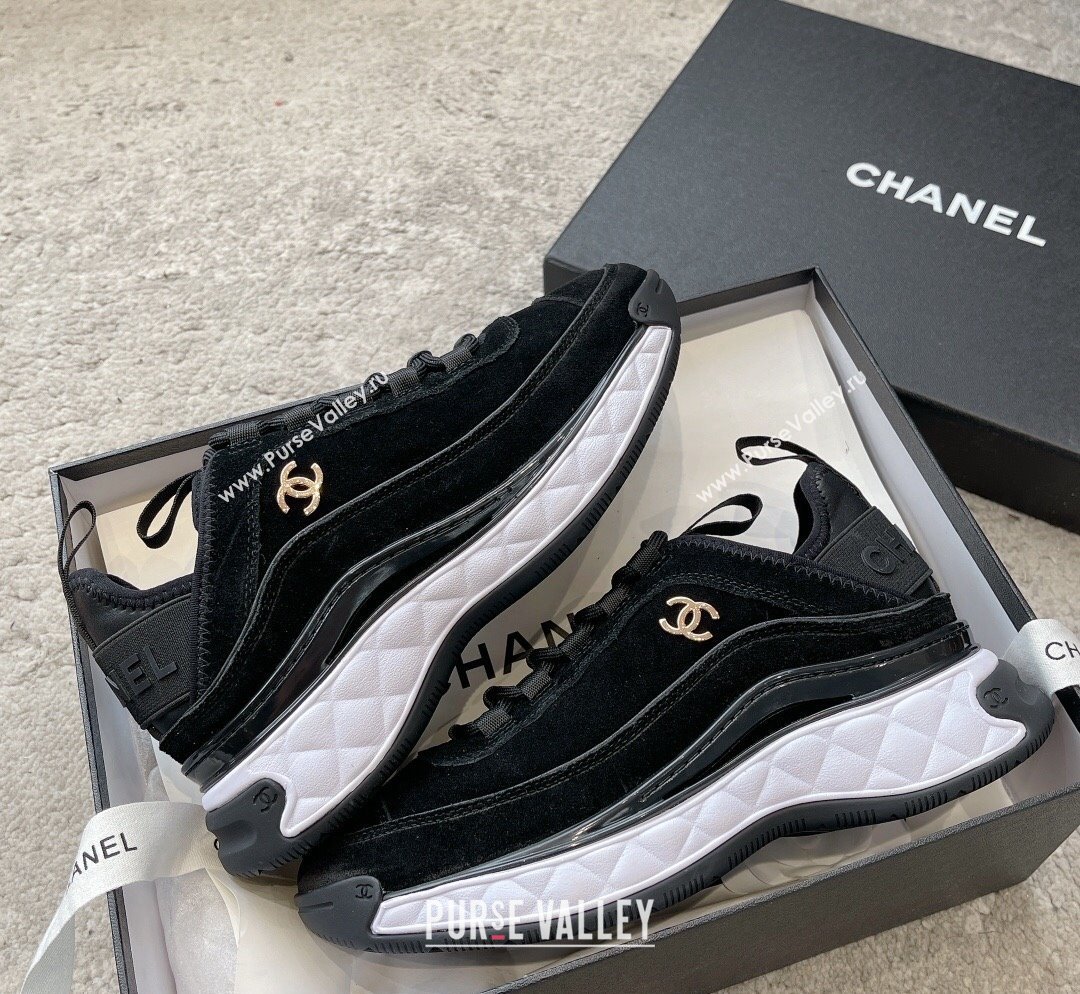 Chanel Suede Sneakers G39070 Black 2023 1025 (SS-231025103)