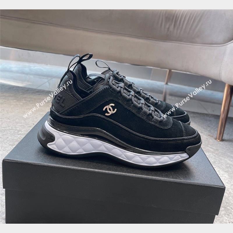 Chanel Suede Sneakers G39070 Black 2023 1025 (SS-231025103)