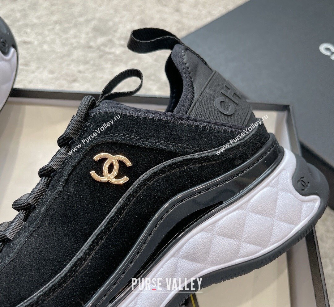 Chanel Suede Sneakers G39070 Black 2023 1025 (SS-231025103)