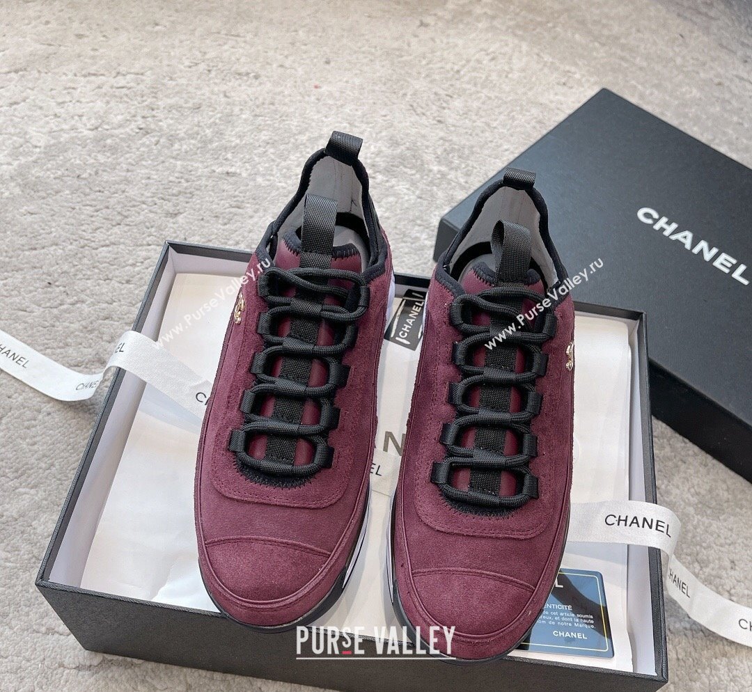 Chanel Suede Sneakers G39070 Grape Purple 2023 1025 (SS-231025104)