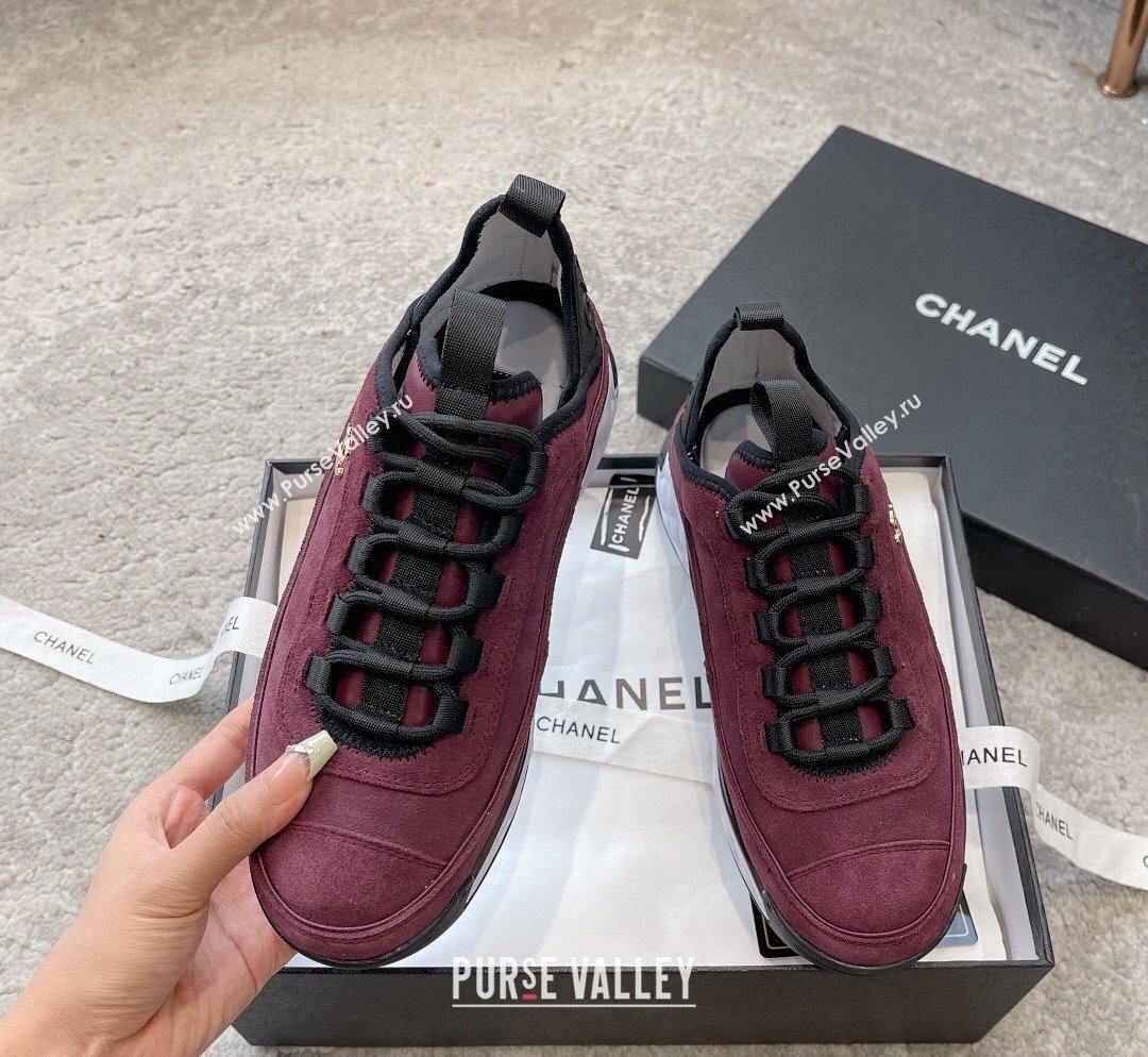 Chanel Suede Sneakers G39070 Grape Purple 2023 1025 (SS-231025104)