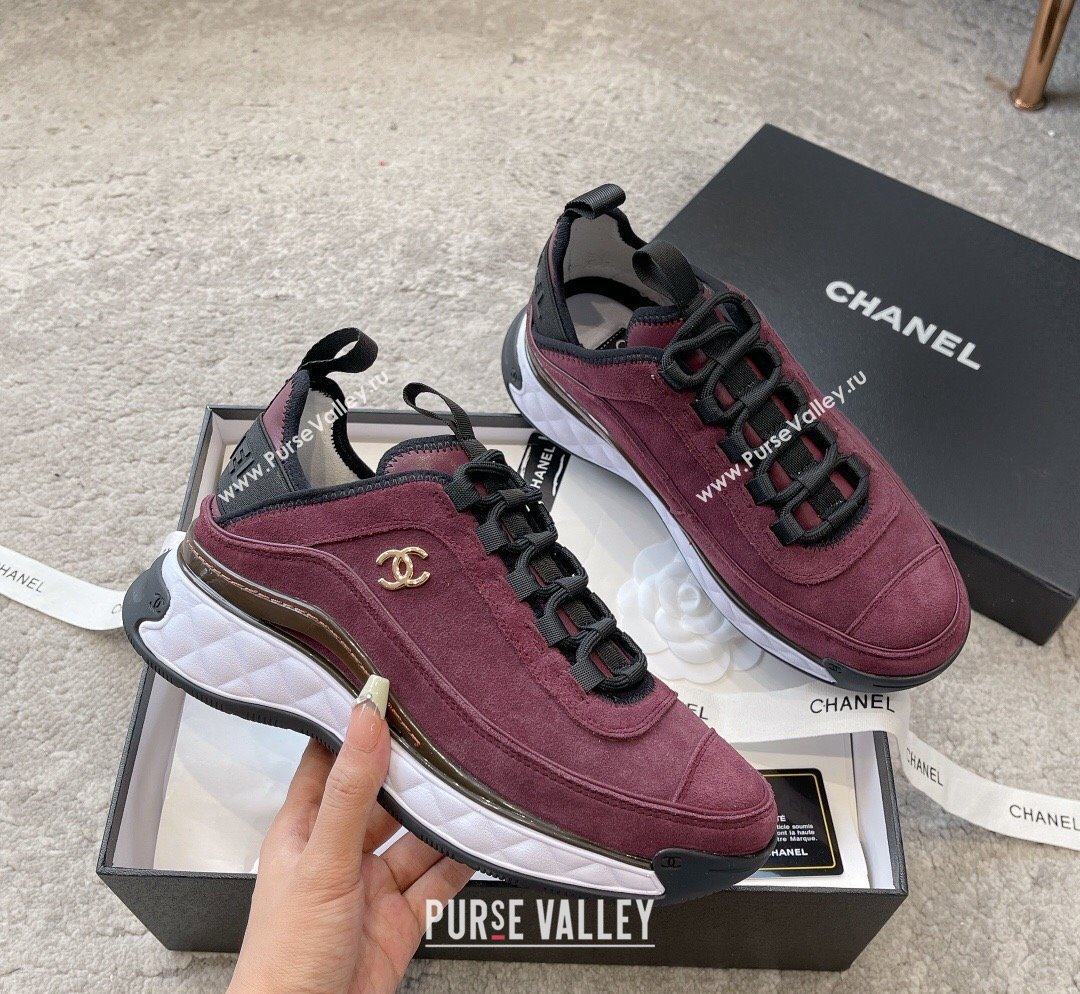 Chanel Suede Sneakers G39070 Grape Purple 2023 1025 (SS-231025104)