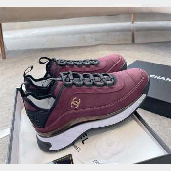 Chanel Suede Sneakers G39070 Grape Purple 2023 1025 (SS-231025104)