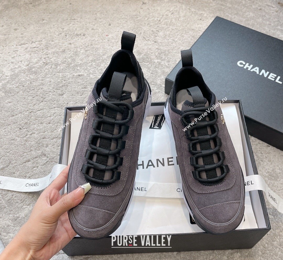 Chanel Suede Sneakers G39070 Grey 2023 1025 (SS-231025105)