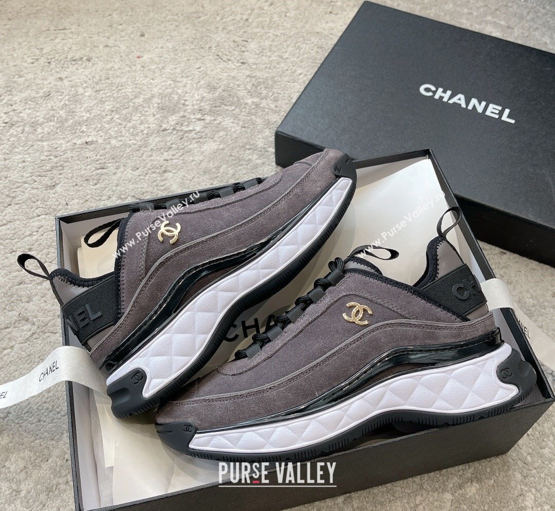 Chanel Suede Sneakers G39070 Grey 2023 1025 (SS-231025105)