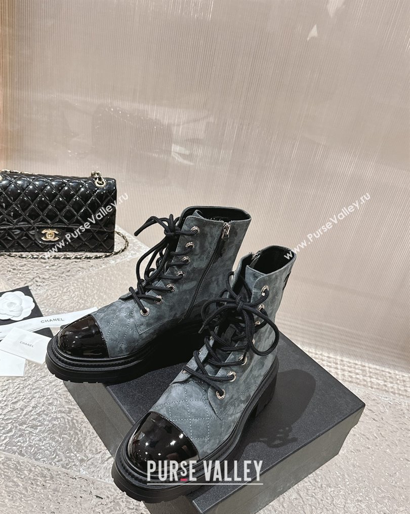 Chanel Calfskin Lace-up Ankle Boots Grey 2023 CH10252 (MD-231025071)