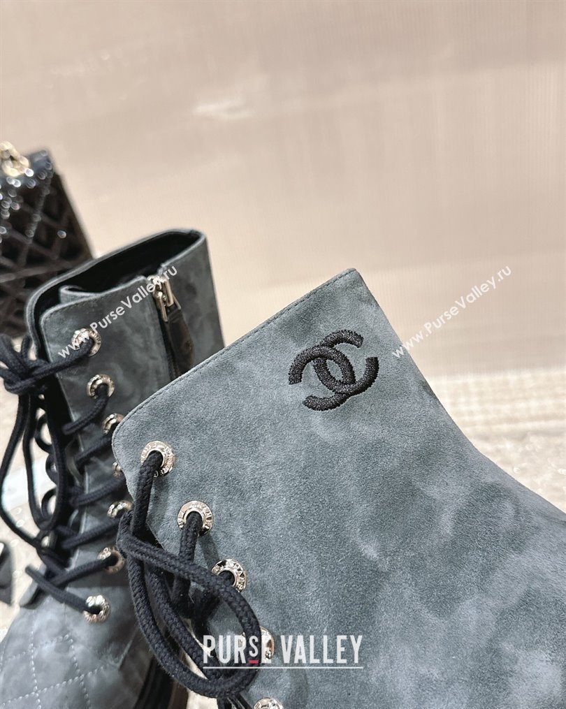 Chanel Calfskin Lace-up Ankle Boots Grey 2023 CH10252 (MD-231025071)