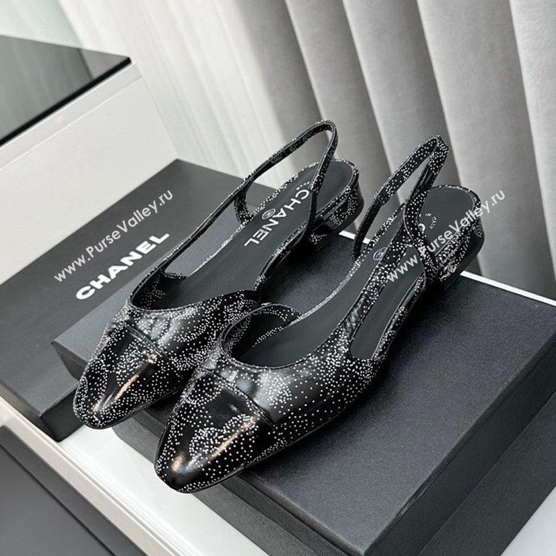 Chanel Printed Calfskin Slingbacks Flat Black/White 2023 G31318 (MD-231103037)