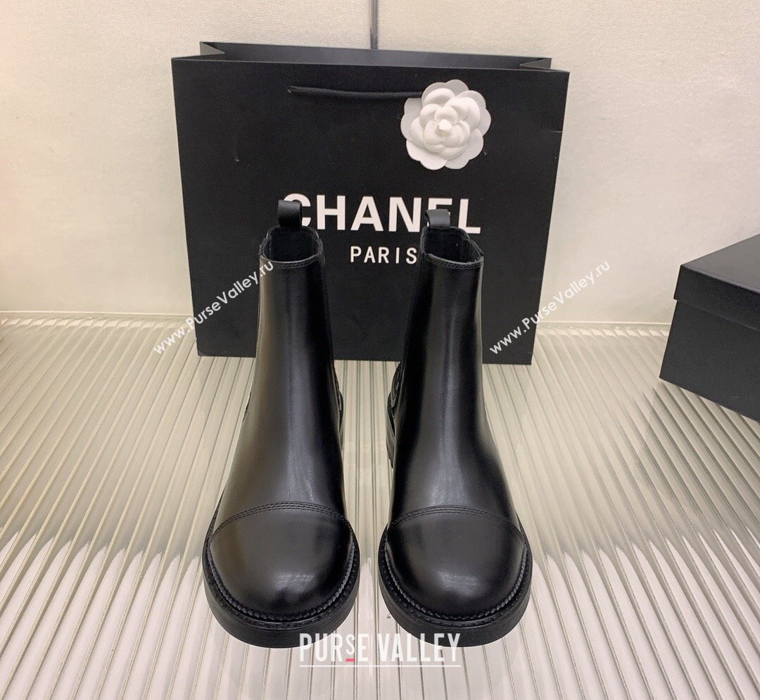 Chanel Shiny Calfskin Ankle Boots Black 2023 CH110301 (KL-231103004)