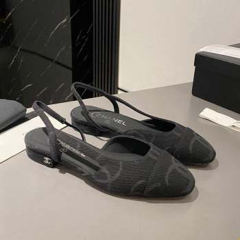 Chanel CC Denim Slingbacks Flat Black 2023 G31319 1103 (MD-231103060)