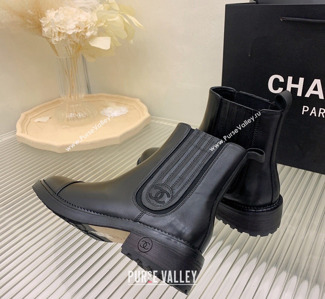 Chanel Shiny Calfskin Ankle Boots Black 2023 CH110301 (KL-231103004)