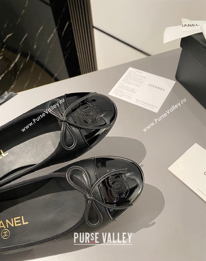 Chanel Stone Embossed Calfskin Ballet Flats Black 2023 G02819 (MD-231103067)