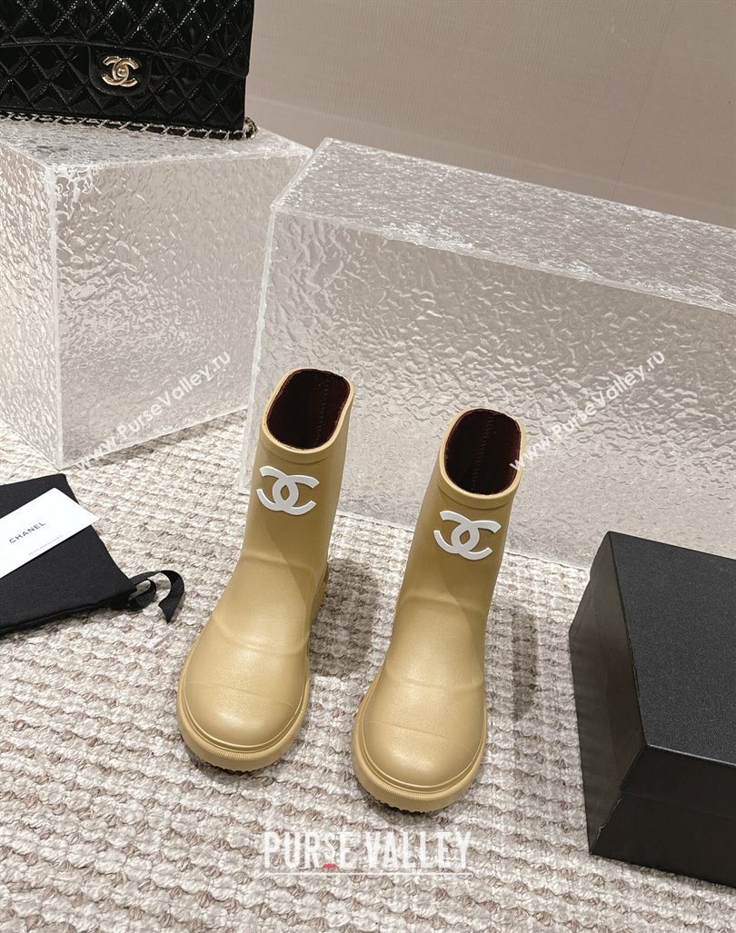 Chanel Rubber Ankle Boots with Front CC Beige 2023 CH110303 (MD-231103016)