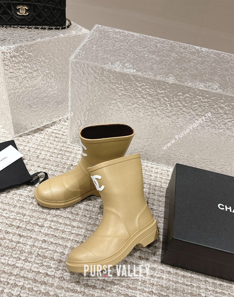 Chanel Rubber Ankle Boots with Front CC Beige 2023 CH110303 (MD-231103016)