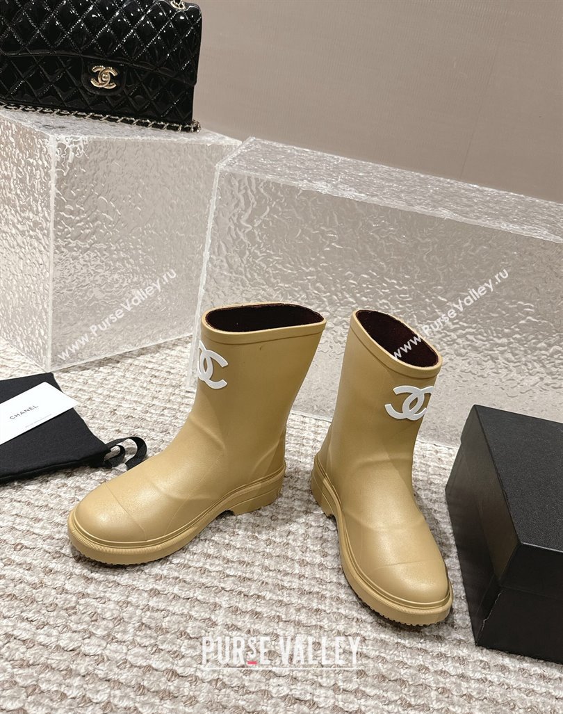 Chanel Rubber Ankle Boots with Front CC Beige 2023 CH110303 (MD-231103016)