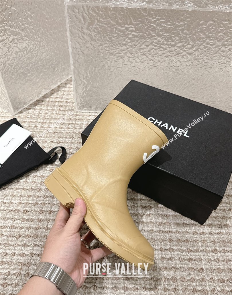 Chanel Rubber Ankle Boots with Front CC Beige 2023 CH110303 (MD-231103016)