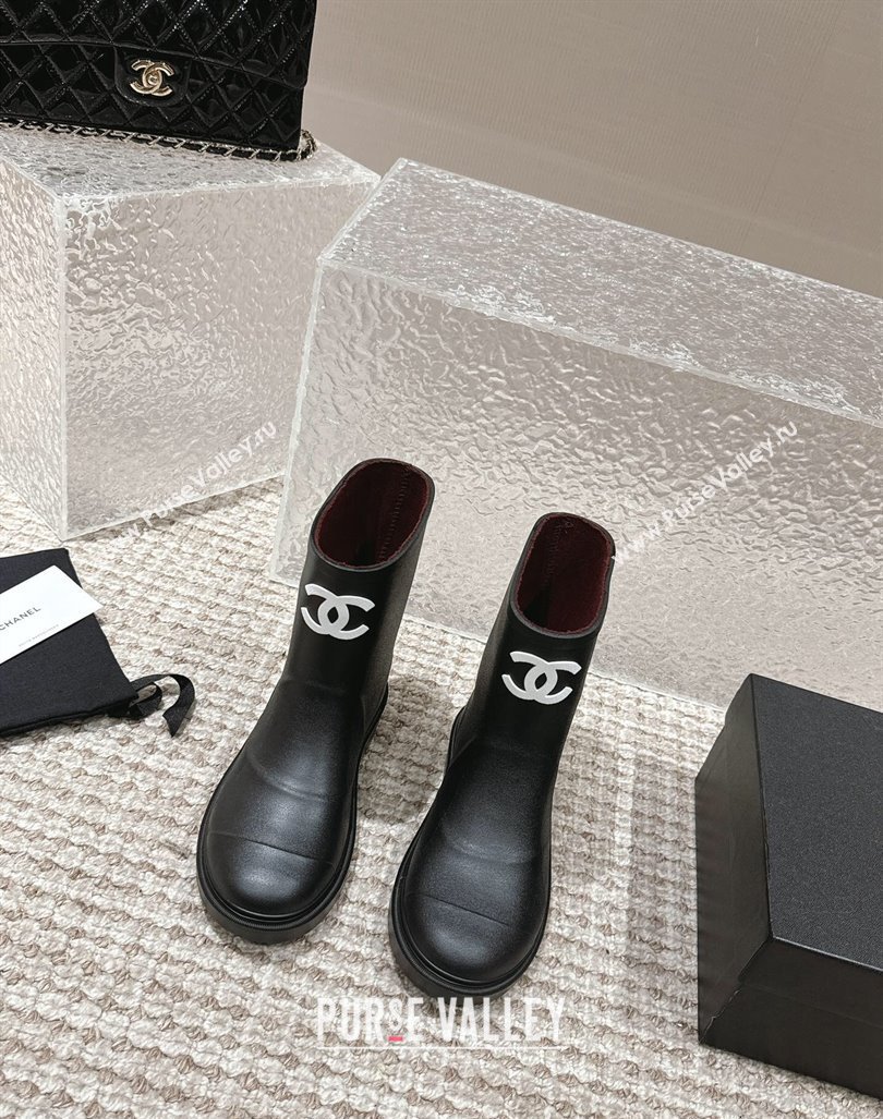 Chanel Rubber Ankle Boots with Front CC Black 2023 CH110303 (MD-231103017)