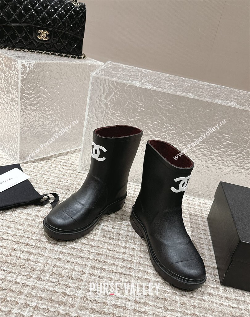 Chanel Rubber Ankle Boots with Front CC Black 2023 CH110303 (MD-231103017)