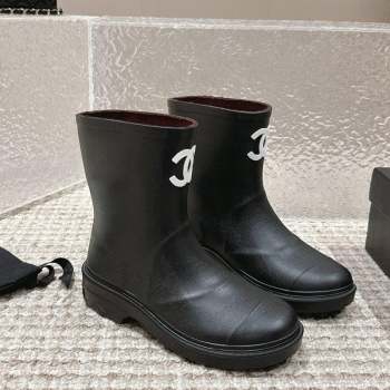 Chanel Rubber Ankle Boots with Front CC Black 2023 CH110303 (MD-231103017)