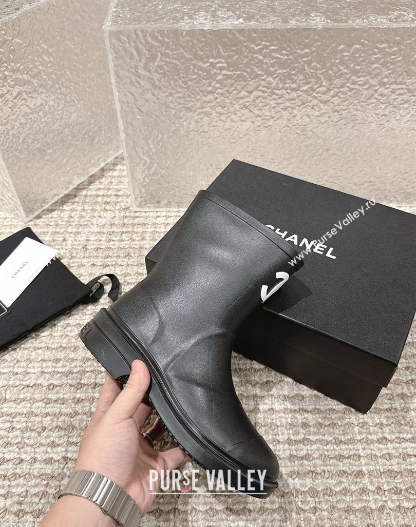 Chanel Rubber Ankle Boots with Front CC Black 2023 CH110303 (MD-231103017)