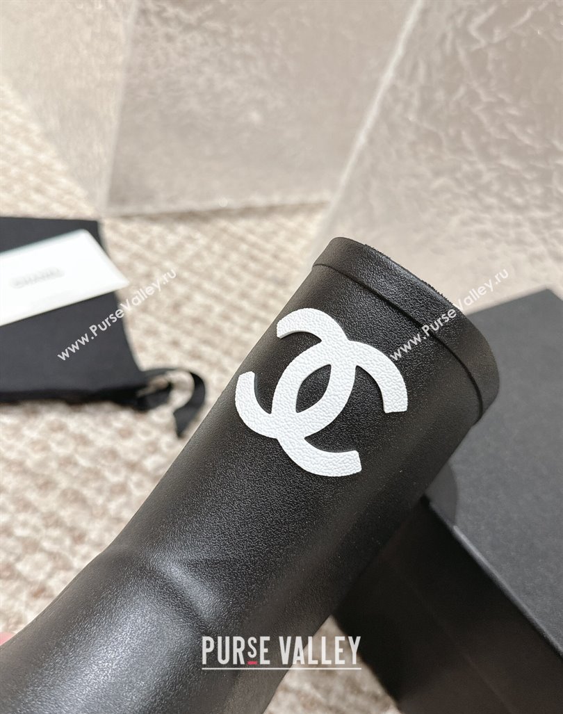 Chanel Rubber Ankle Boots with Front CC Black 2023 CH110303 (MD-231103017)