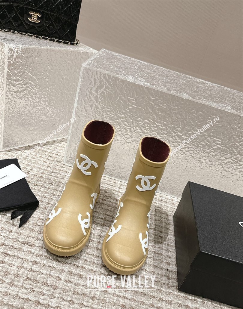 Chanel Rubber Ankle Boots with CC Allover Beige 2023 CH110303 (MD-231103018)