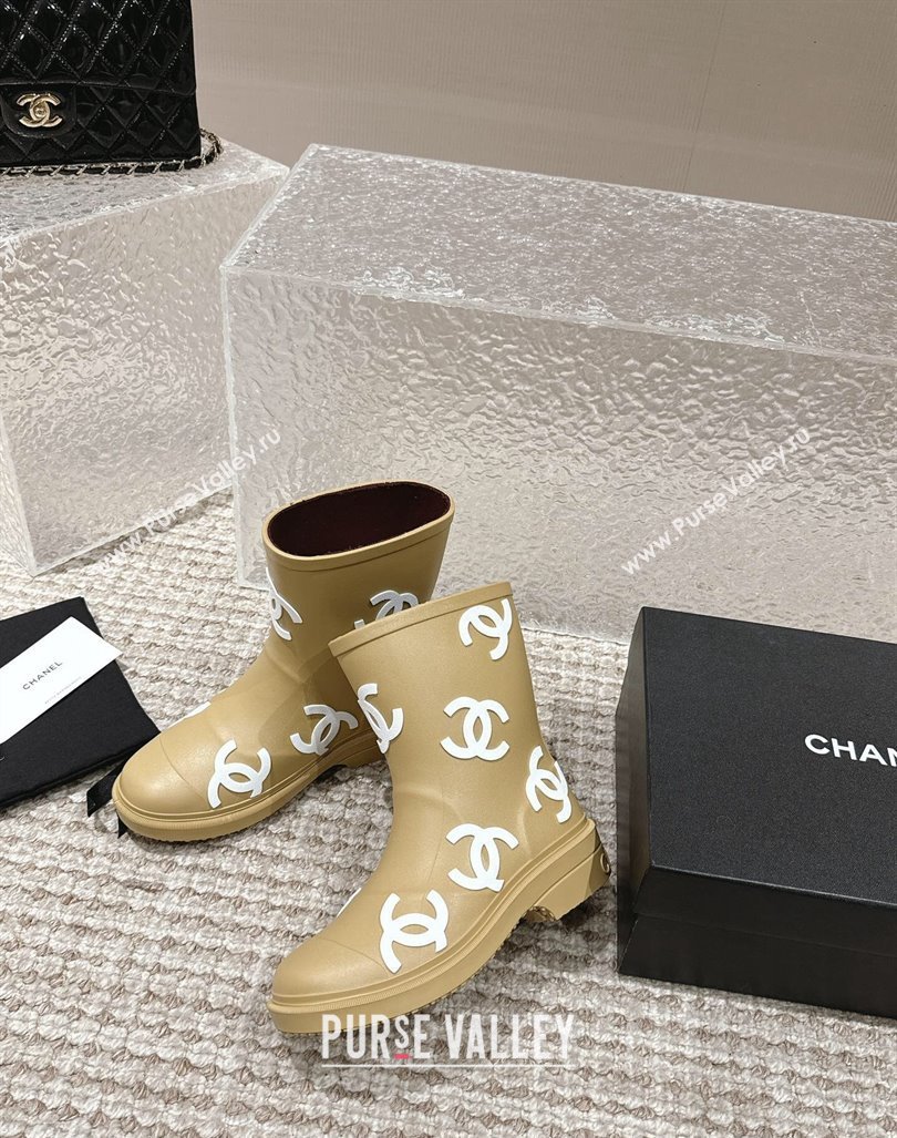 Chanel Rubber Ankle Boots with CC Allover Beige 2023 CH110303 (MD-231103018)