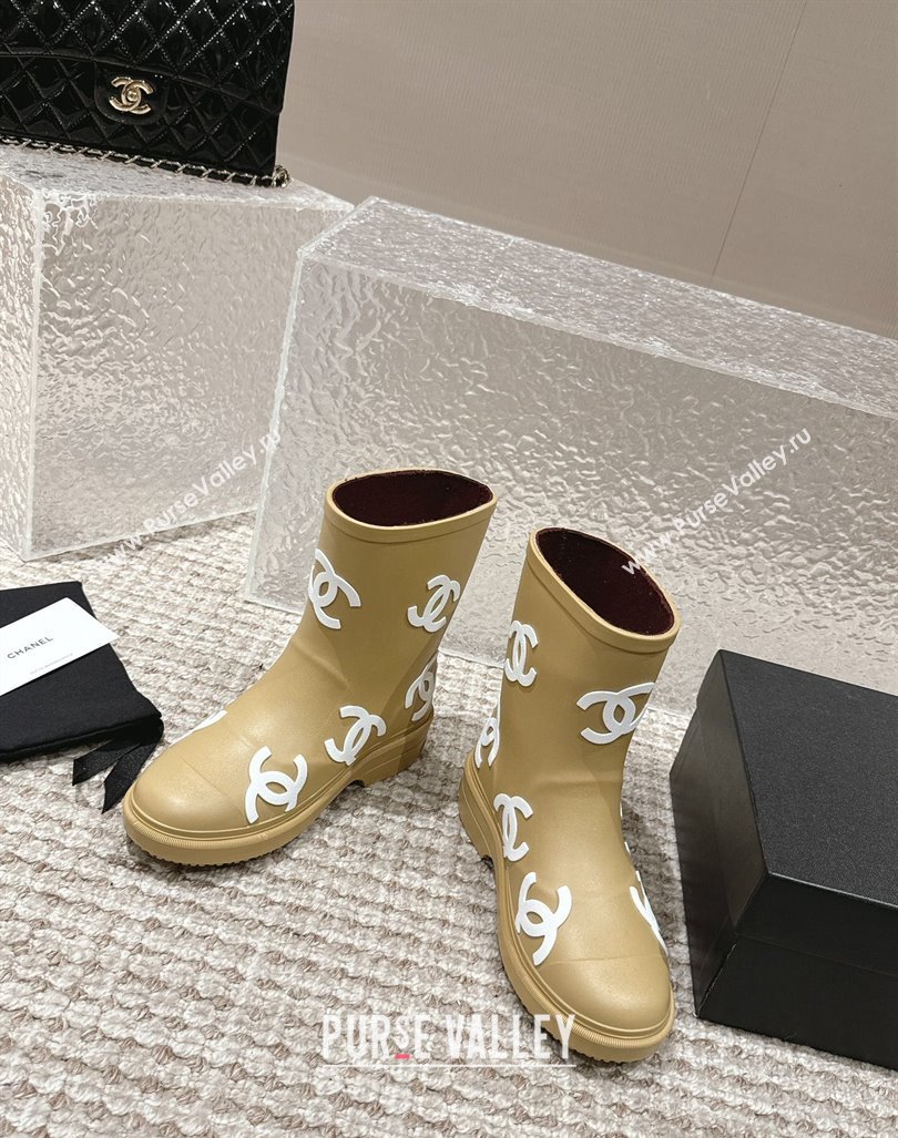 Chanel Rubber Ankle Boots with CC Allover Beige 2023 CH110303 (MD-231103018)