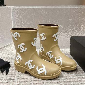 Chanel Rubber Ankle Boots with CC Allover Beige 2023 CH110303 (MD-231103018)